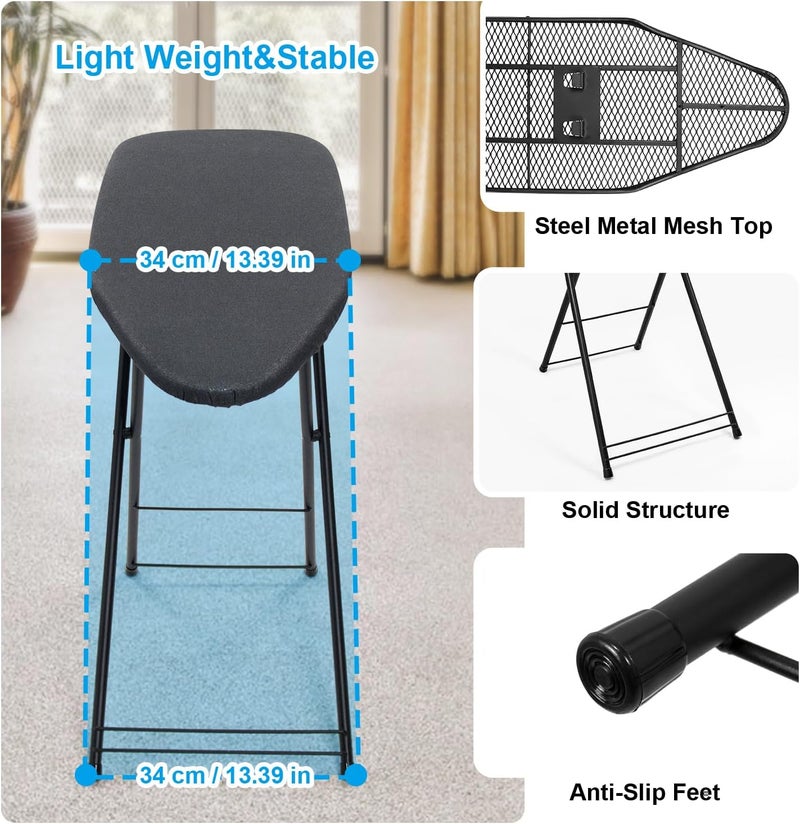 Duwee 13"×35" Ironing Board Small with Heat Resistant Cover,Folding Compact Ironing Board,Light Weight,Easy to Storage,Black - Image 2